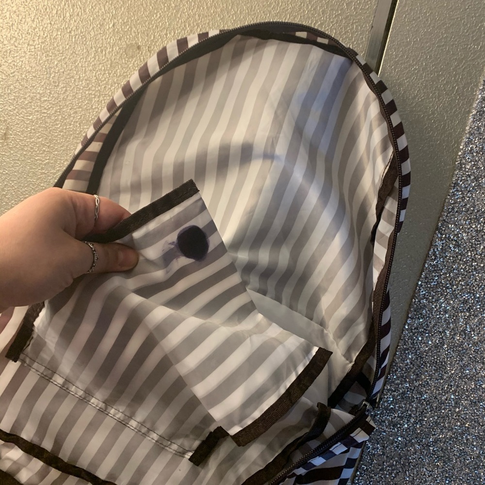 Henri Bendel Brown and White Striped Backpack - Picture 3 of 5